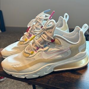 Nike White and Beige Kids Shoes